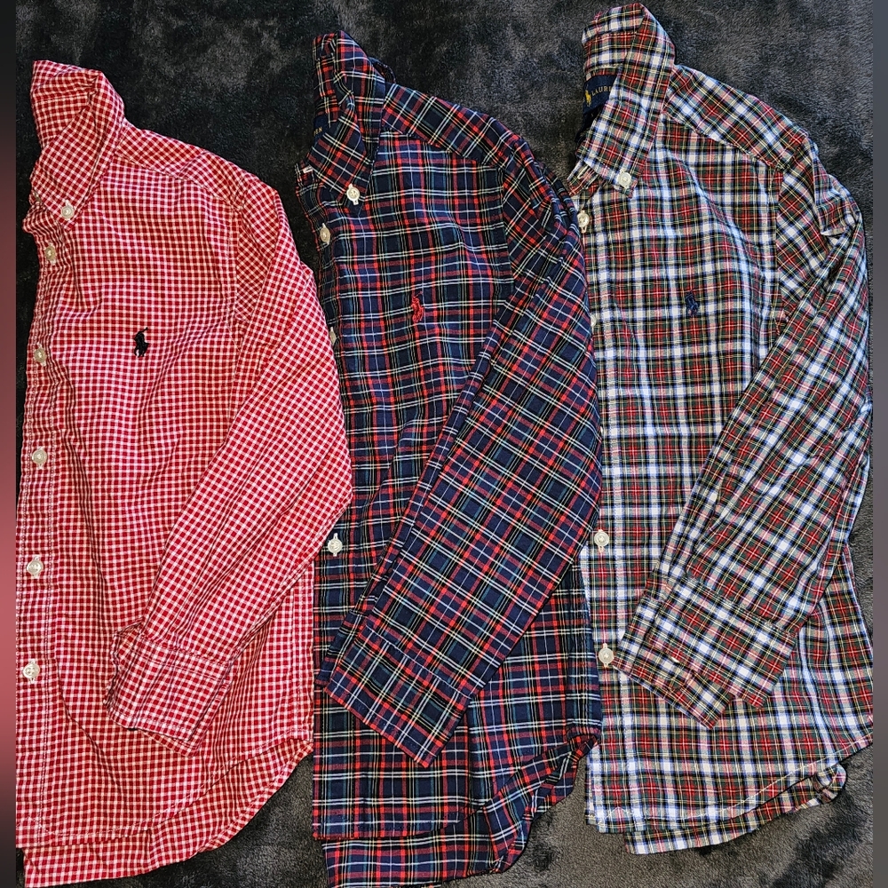 Boys Polo Ralph Lauren LS Plaid Oxford Bundle - Reds